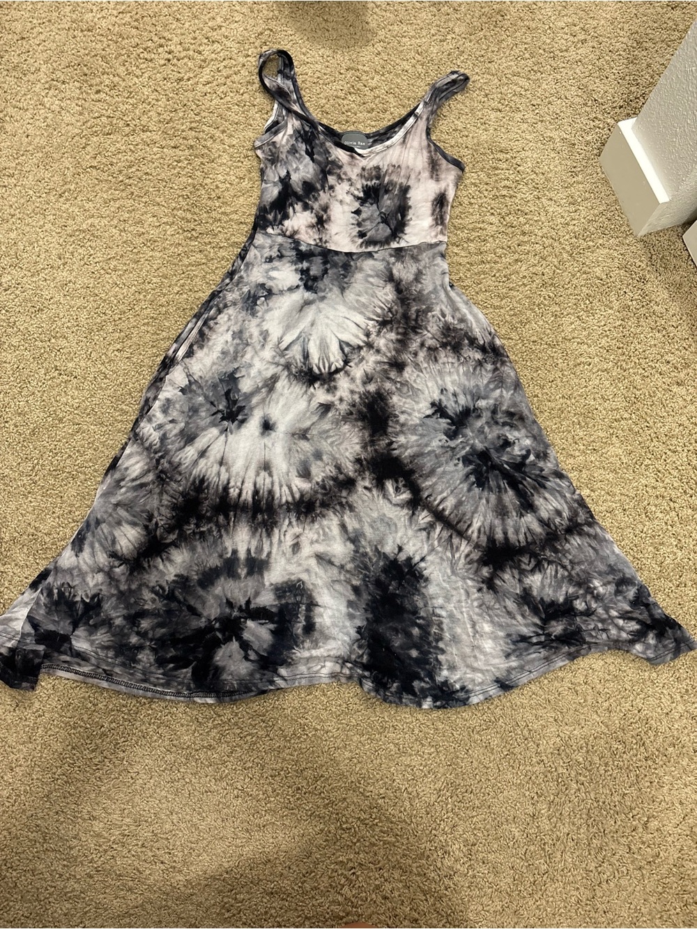 Woman’s Black & White Tie-Dye Tank Dress